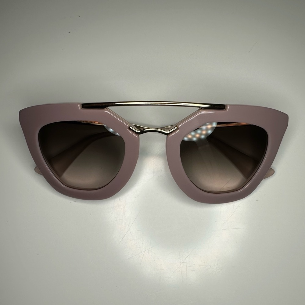Prada Cinema Iconic Cat Eye Sunglasses 09Q Opal Pink Gold Aviator Gradient - Picture 4 of 14